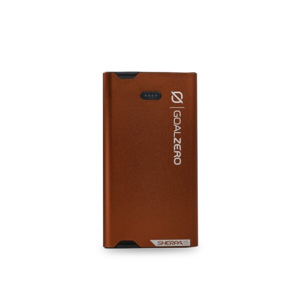 סוללת גיבוי 15Wh SHERPA15 עם כבלים L+M, תחנת כוח ניידת לאנרגיה סולארית ופוטו-וולטאית, כוללת נורות חיווי לד ומיתוג קדמי – פתרון מתקדם לטעינה ותשתיות אנרגיה מתחדשת בשטח.